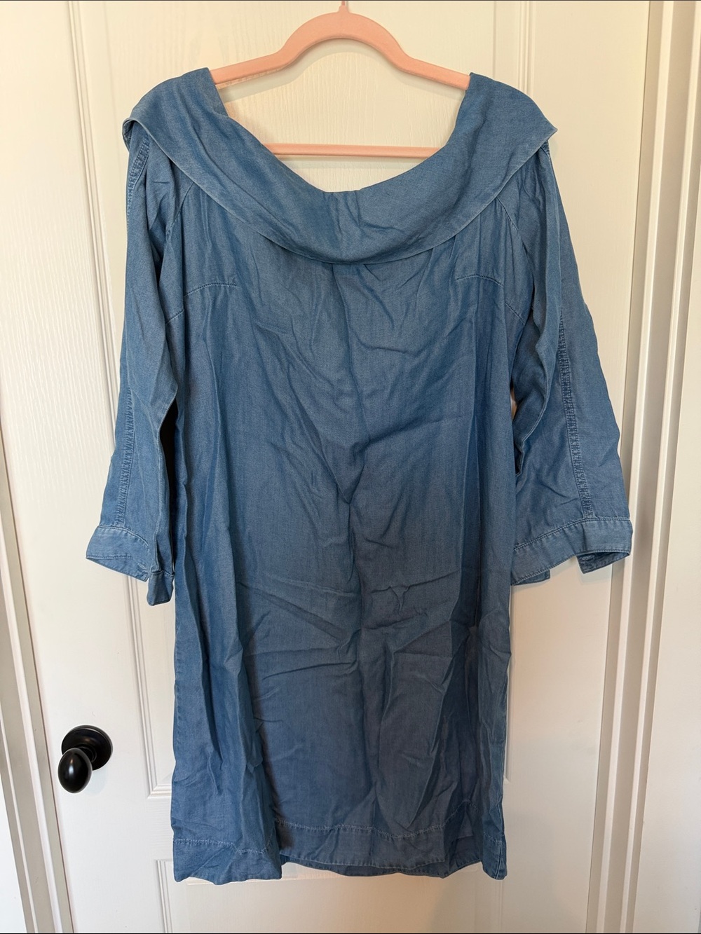 Pilcro and the Letterpress Denim Blue Long Sleeve Shift Dress